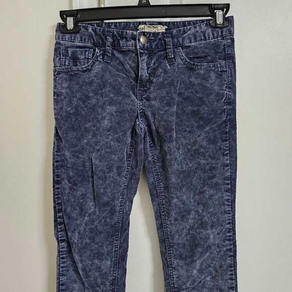 Free People Corduroy Skinny Pants Women's 26 (28x30.5) Blue Boho Low-Rise EUC - Picture 4 of 9
